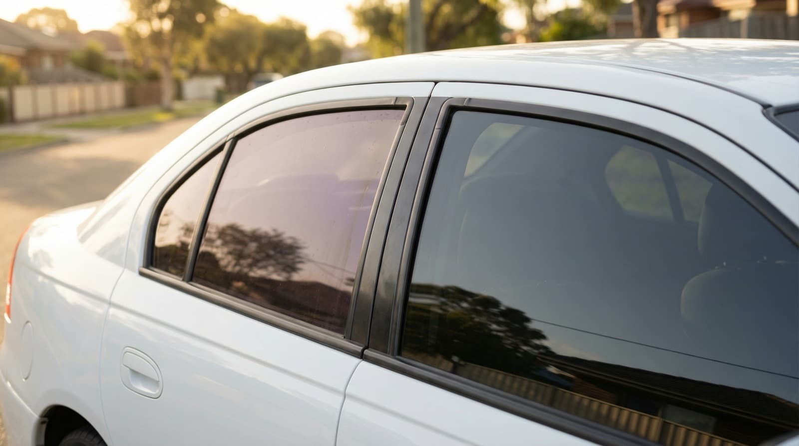 Ceramic tint vs regular tint comparison showing colour stability and clarity difference on car windows