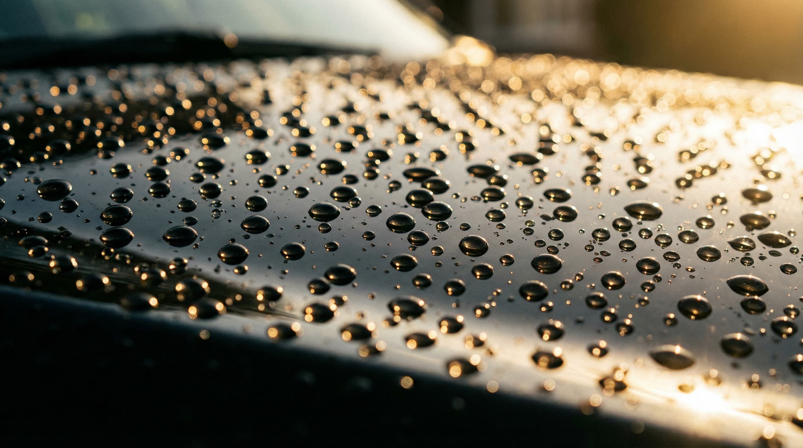 Glossy ceramic coated vehicle paint close-up