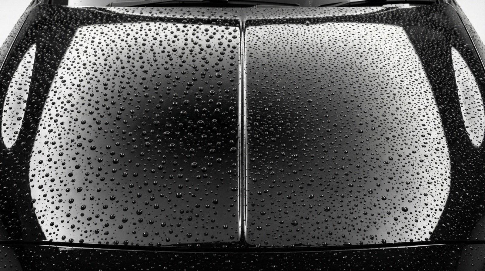 Water beading comparison on graphene coated vs ceramic coated car paint panels